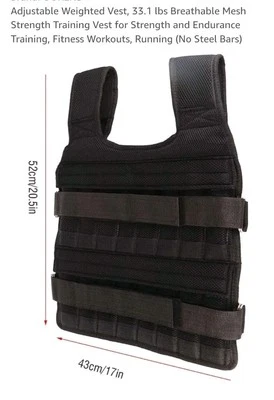 Weight Training Vest Adjustable OSFM Black No Steel Bars Vest Only