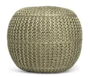 BIRDROCK HOME Round Pouf Ottoman Cotton Braided Foot Stool w/ Bean Bag Filling