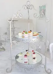 Silver 2 Tier Serving Platter for Appetisers Cake Meat Cheese Entertaining Party
