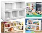Kids Toy Box Stackable Bookshelf Storage Organiser Bookcase Durable Shelf White
