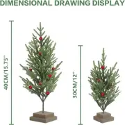 2PCS Small Artificial Christmas Tree, Tabletop Little Mini Xmas Tree Decorati...