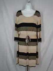 Ann Taylor Loft Stripe Metallic Drawstring Waist Dress Size Small New