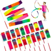 18Pcs Dance Ribbons for Kids Gymnastics, 78.7 Inch/ 200 CM Rainbow Rhythmic R...