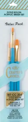 Crafter's Choice Gold Nylon Acrylic Brush Set 4/Pkg