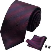 [QionWon] 3Pcs/Set Formal Tie Set Decorative Exquisite Great Different Plaid Patterns Business Tie Cufflinks Square Scarf Set
