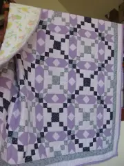 Lilac Trails Patchwork Quilt, 71" x 84", Hand Quilted