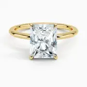 2 Carat Radiant Cut Moissanite Ring Yellow Gold Plated Solitaire Engagement Ring