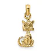 14k Yellow Gold 3-D Mini Sitting Cat Charm