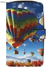 [LQPMNK] PU Leather Wallet, Colorful Hot Air Balloon Print Wallet with Multiple Slots Elegant Wallet Business Wallet Travel Wallet Bifold Wallet, 19.7x11x3.5cm, style, style, 19.7x11x3.5cm, Minimalist