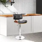 Modern PU Leather Swivel Bar Stool Wooden Foam Padded Seat Chrome Base Black