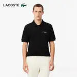 【LACOSTE】男裝-原版L.12.12 LACOSTE字樣法國製短袖POLO衫(黑色)