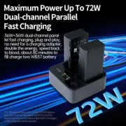 WB37 Battery Charging Manager For DJI RC Plus Remote Controller Charging Hub 72W