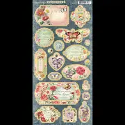 Graphic45 FLOWER MARKET (23PC) CHIPBOARD ACCENTS scrapbooking FLORAL BUTTERFLIES