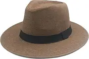 [HAMKVBPR] Men's Jazz Hat Summer Men's Wide Brimmed Jazz Hat Outdoor Sun Shading Hat Mens Panama Hat
