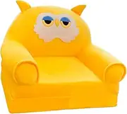 yuksok Kids Sofa Bed Kids Couch Fold Out Flip Open Couch Lightweight Soft Convertible Sofa to Lounger Foldable Chair for Living Room, Owl