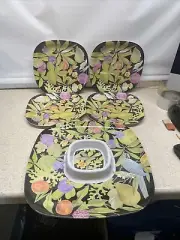 5 Piece Set of Trudeau Exotica Chip& Dip Tray & Square Plates NWT