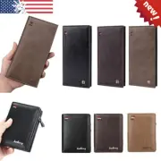 Men's Leather Wallet Bifold Short/Long Purse Clutch Credit Card Holder Billfold