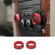 2x Audio Switch Knob Ring Trim for Jeep Commander 06-10/Grand Cherokee 04-10 Red (for: Jeep)