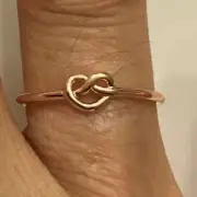 Solid Metal Women's Love Knot Tiny Toe Ring 14k Rose Gold Plated Silver