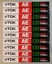 10 x TDK AE 120 Blank Audio Cassette Tapes Type I Normal Bias Japan 1998