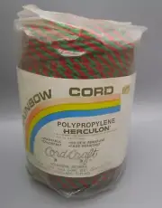 CORD CRAFT~Vtg Red & Green Rainbow Cord Herculon Macrame Cord