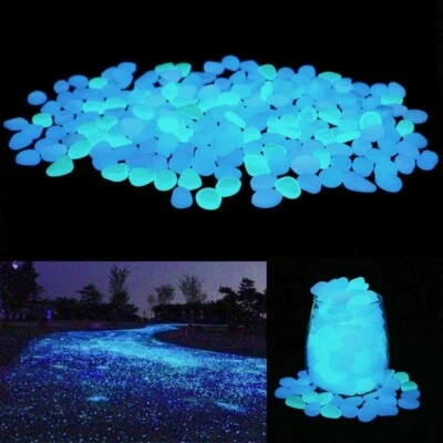 200 PCS Glow in The Dark Garden Pebbles Stones Rocks for Yard Walkways Decor DIY