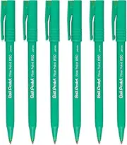 Pentel R50 Fine Point Liquid Ink Rollerball Pens - 0.8mm Tip 0.4mm Line Width - 77% Recycled - Pack of 6 - Green