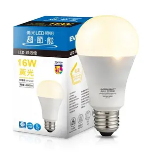 億光 高光效LED球泡燈16W 取代27W螺旋燈泡-20入組 (白光/黃光)