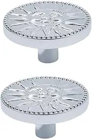Gold Cabinet Knobs 2 Pack Chinese Brass Drawer Sun Handle Gold Cabinet Wine Cabinet Shoe Cabinet Handle Bright Silver