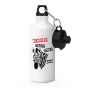 Beware Crazy Zebra Man Sports Bottle Drinks Camping Flask Water Zoo Safari