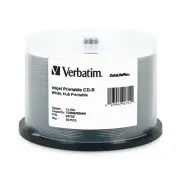 Verbatim 94755 CD-R 52X DataLifePlus White Inkjet Hub Printable 50 Pack Spindle