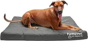 Furhaven Pet Dog Bed - Deluxe Orthopedic Mat Water-Resistant Indoor-Outdoor Logo Print Traditional Foam Mattress Pet Bed with Removable Cover for Dogs and Cats, Stone Gray, Jumbo