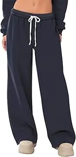 [HeSaYep] Women's Fleece Lined Sweatpants Wide Leg Thermal Winter Warm Baggy Sweat Pants with Pockets