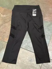 1120 GM Fashion L/XL Legging Hi Waist Capri W Pockets & Sheeer Sides NWT B