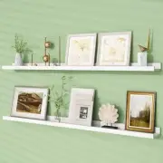 Picture Ledge Shelf, Pine Wood Floating Shelves Set of 2, 48 inch Nursery Book