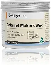 Gilly's Cabinet Makers Wax - Dark 200ml | Firm Timber Wax for Filling Imperfections, Restoring and Protecting Oak, Jarrah & More | Step 2 in 3-Step Waxing Process