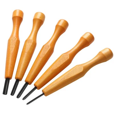 5 Pcs Linocut Carving Tools Set - Triangular Linoleum & Wood Carving Knife Ch...