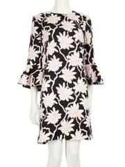 Black Wool Floral Print Mini Dress