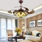42"Ceiling Fan Light Classic Chandelier Remote Retractable 3 Speeds 3-Color LED