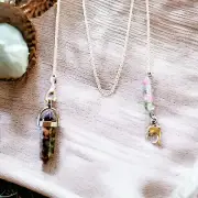 Unakite Dowsing Pendulum – Dolphin Charm & Beads – Ghost Hunting Séance Tool
