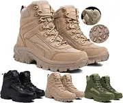 [Generic] Men's Waterproof Side Zipper Outdoor Combat Boots,Casual Outdoor Mountaineering Trekking Commando Tactical Boots, Lightweight Comfortable Orthopedic Hiking Motorcycle Combat Boots