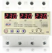 Three Phase Over and Under Voltage Protector Automatic Recovery Din Rail Adjustable 3 Phase Voltmeter Meter 63A 380V