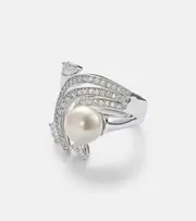 [Yeprem] Yeprem Pearlescent 18kt white gold ring with diamonds and pearl N silver