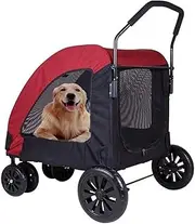 Large pet Stroller with mesh Windows and rain Cover,Dog Stroller with 360° Universal Front Wheels and Brake Rear Wheels,pet pram for Medium Large Dog up to 70kg,Folding Pushchair Buggy