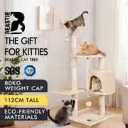 BEASTIE Cat Tree Scratching Post Scratcher Tower Condo House Furniture 112CM Beige