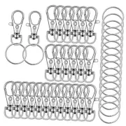 110PCS Swivel Snap Hooks with Key Rings, Metal Lobster 1.37inch(36mm) silver