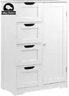 Bathroom Storage Cabinet 83Cm Wood Adjustable Pantry Side Table Shelf White