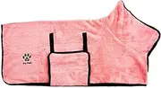 Fast Drying Dog Robe - Dog Towel Wrap with Adjustable Strap - Cozy & Comfortable Pet Bathrobe for Bath, Beach & Rain - Pink Medium (M)