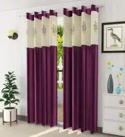 New 2 Piece Eyelet Door Curtain Set 8 ft