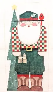 Kathy Schenkel Outdoor Naturalist Santa Large Hand Painted Needlepoint Canvas